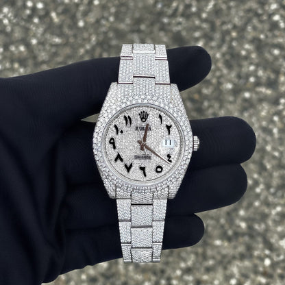 Montre Diamant 41mm - Acier Inoxydable - Cadran Arabe - Réf. 01