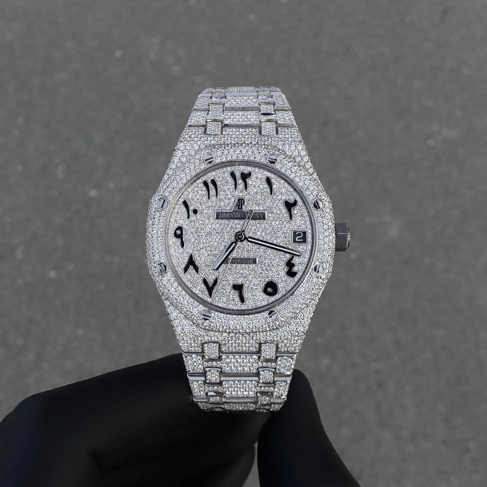 Montre Diamant 41mm - Acier Inoxydable - Cadran Arabe - Réf. 10