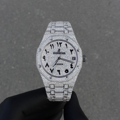 Montre Diamant 41mm - Acier Inoxydable - Cadran Arabe - Réf. 10
