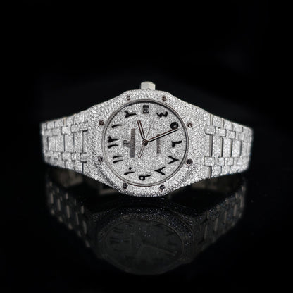 Montre Diamant 41mm - Acier Inoxydable - Cadran Arabe - Réf. 10
