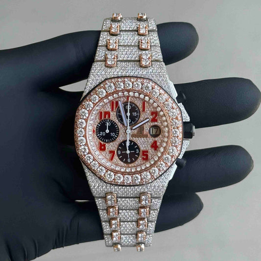 Montre Chronographe Diamant 42mm - Bicolore Or Rose