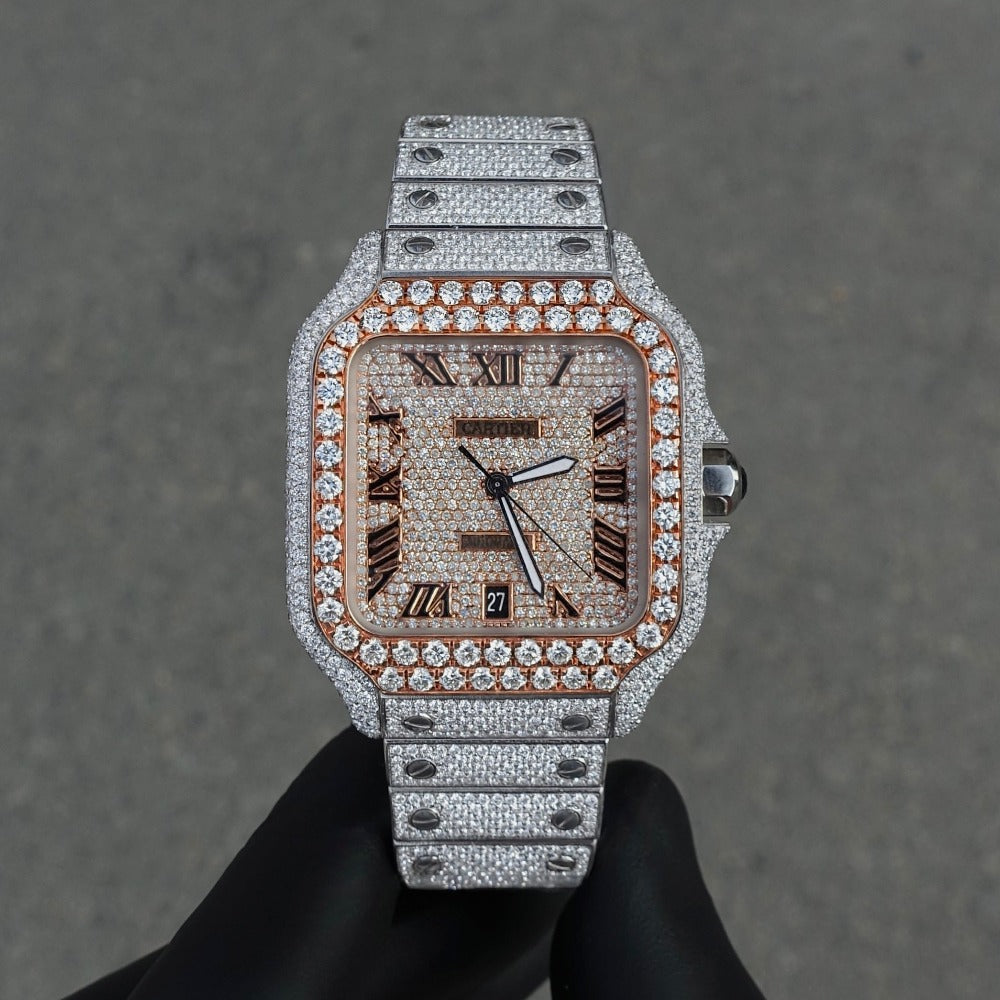 Montre Diamant 40mm - Acier & Or Rose - Cadran Romain