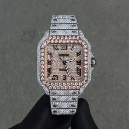 Montre Diamant 40mm - Acier & Or Rose - Cadran Romain