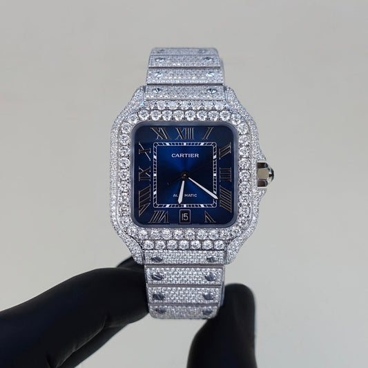 Montre Diamant 40mm - Acier Inoxydable - Cadran Bleu