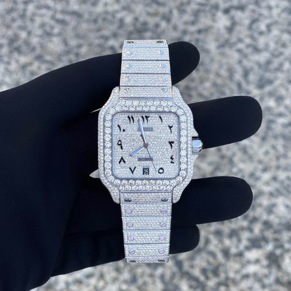 Montre Diamant 40mm - Acier Inoxydable - Cadran Arabe