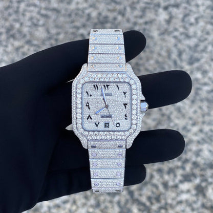 Montre Diamant 40mm - Acier Inoxydable - Cadran Arabe