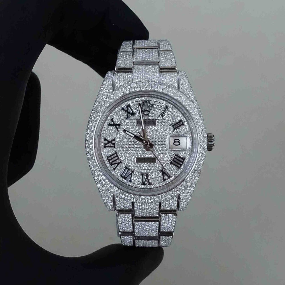 Montre Diamant 41mm - Acier Inoxydable - Cadran Romain - Réf. 07