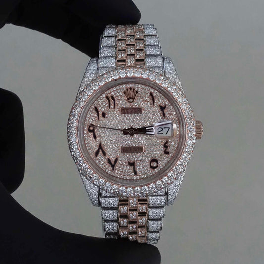 Montre Diamant 41mm - Acier & Or Rose - Cadran Arabe