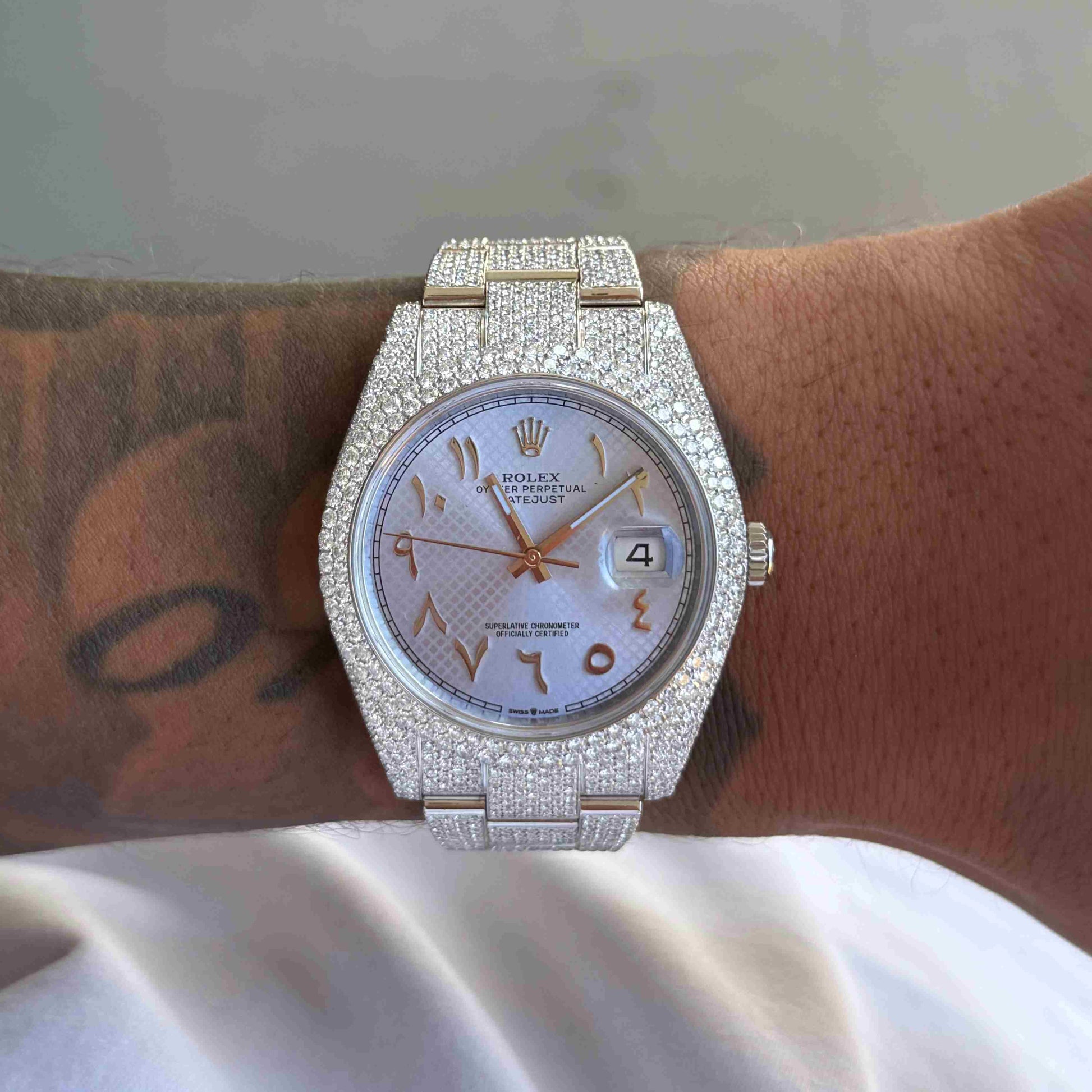 Montre Diamant 41mm - Acier Inoxydable - Cadran Arabe Personnalisé