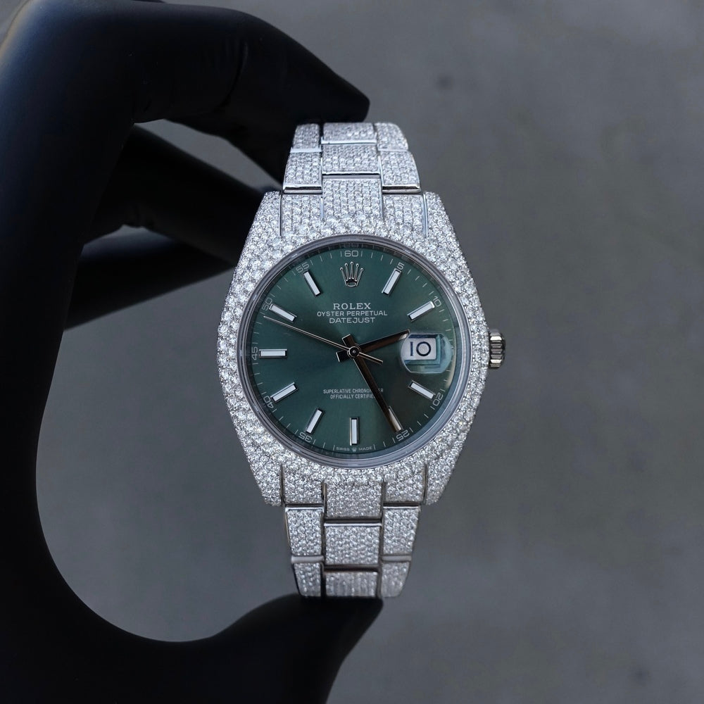 Montre Diamant 41mm - Acier Inoxydable - Cadran Vert