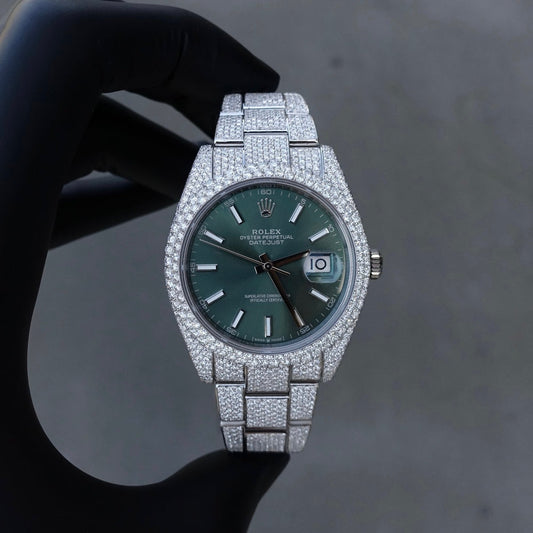 Montre Diamant 41mm - Acier Inoxydable - Cadran Vert