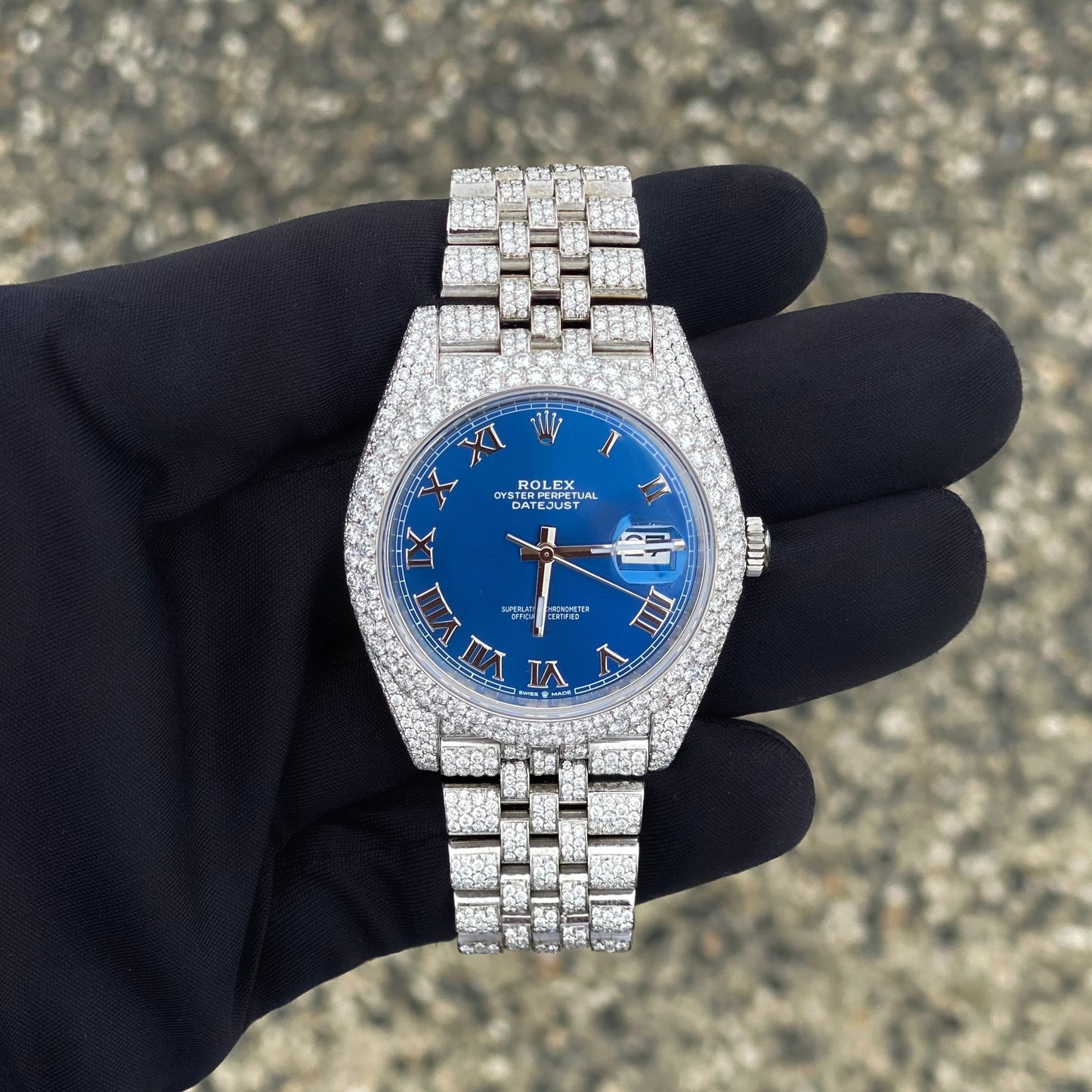 Montre Diamant 41mm - Acier Inoxydable - Cadran Bleu