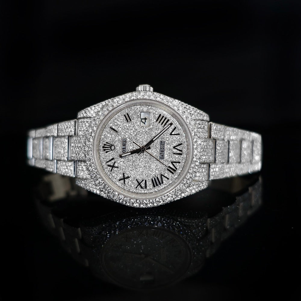 Montre Diamant 41mm - Acier Inoxydable - Cadran Romain - Réf. 07