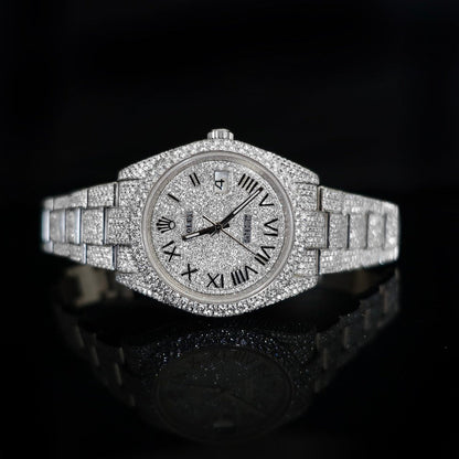 Montre Diamant 41mm - Acier Inoxydable - Cadran Romain - Réf. 07
