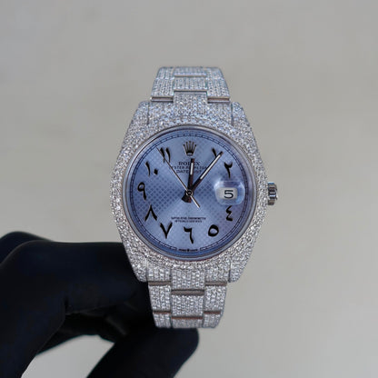Montre Diamant 41mm - Acier Inoxydable - Cadran Arabe Personnalisé