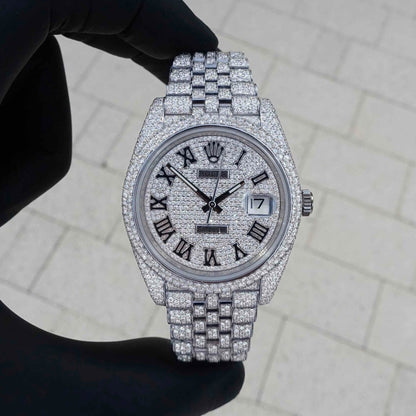 Montre Diamant 41mm - Acier Inoxydable - Cadran Romain - Réf. 09