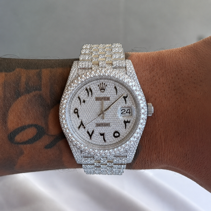 Montre Diamant 41mm - Acier Inoxydable - Cadran Arabe - Réf. 04