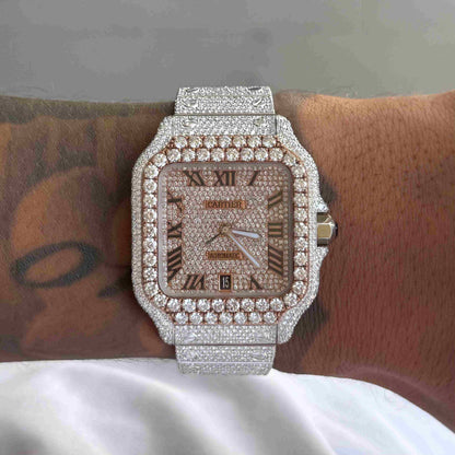 Montre Diamant 40mm - Acier & Or Rose - Cadran Romain