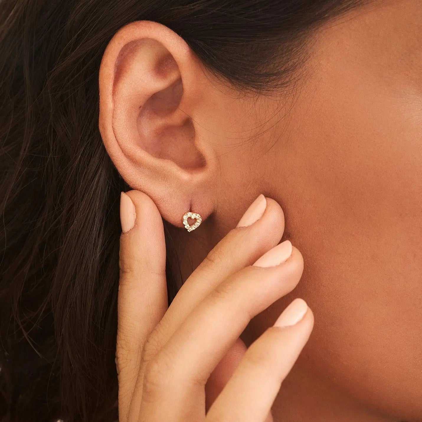 Puce d'Oreille Cœur Contour - Or