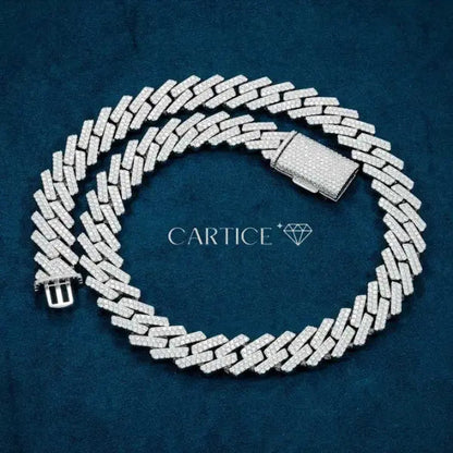 Chaîne Maille Cubaine 15MM Moissanite à Griffes