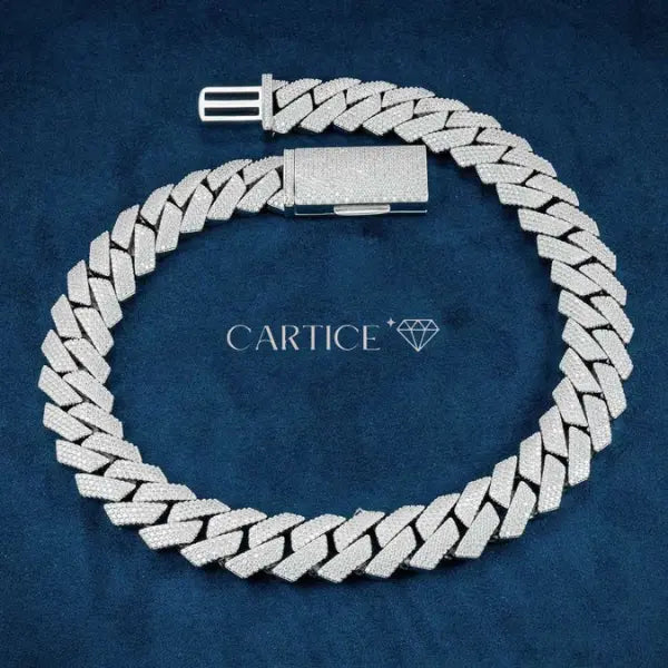 Chaîne Maille Cubaine Moissanite à Griffes 20MM Or Vermeil