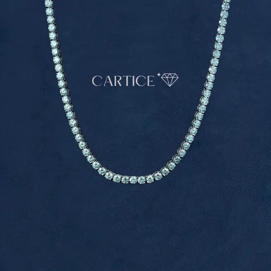 Chaîne Tennis Moissanite Bleue Or Vermeil