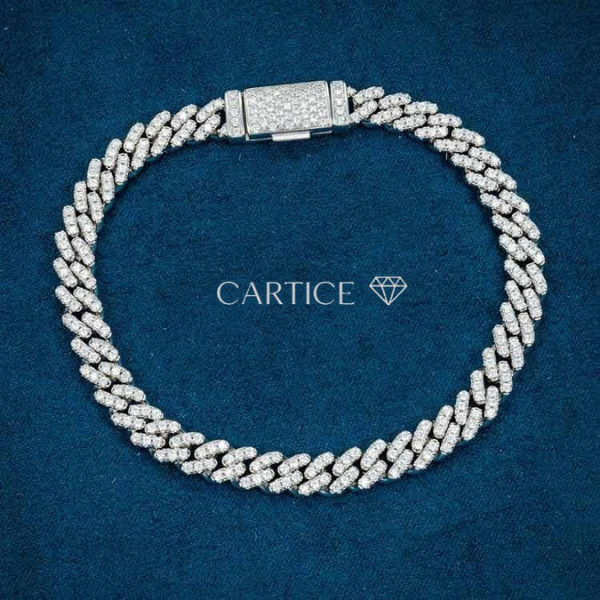 Bracelet Maille Cubaine Miami Moissanite 6MM - Or Blanc