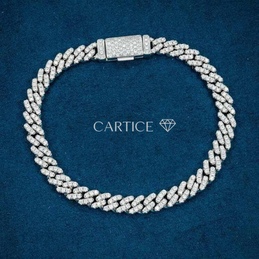 Bracelet Maille Cubaine Miami Moissanite 6MM - Or Blanc