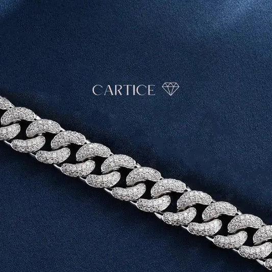 Maille Cubaine 12mm Moissanite Rang - Vermeil
