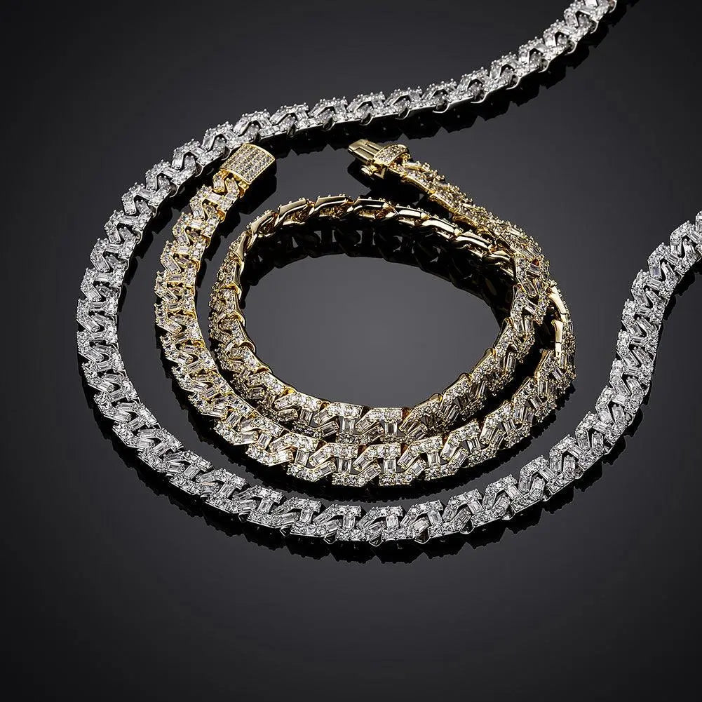 Chaîne Maille Cubaine Baguette Glacée 9mm