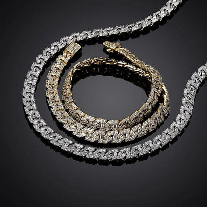 Chaîne Maille Cubaine Baguette Glacée 9mm