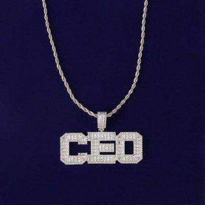 Pendentif Lettre Personnalisée Baguette VVS - Or Blanc