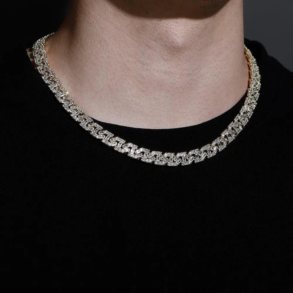 Chaîne Maille Cubaine Baguette Glacée 9mm
