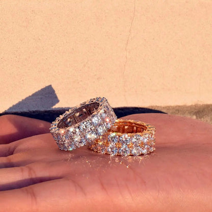 Bague Tennis Solitaire Deux Rangs Glacée