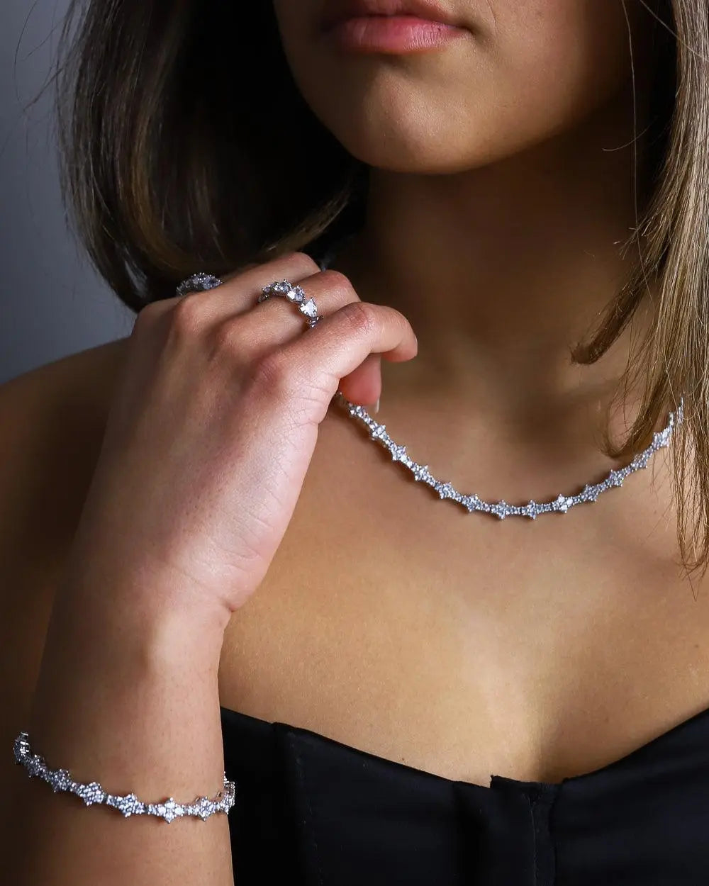 Bracelet Tennis Peigne - Or Blanc