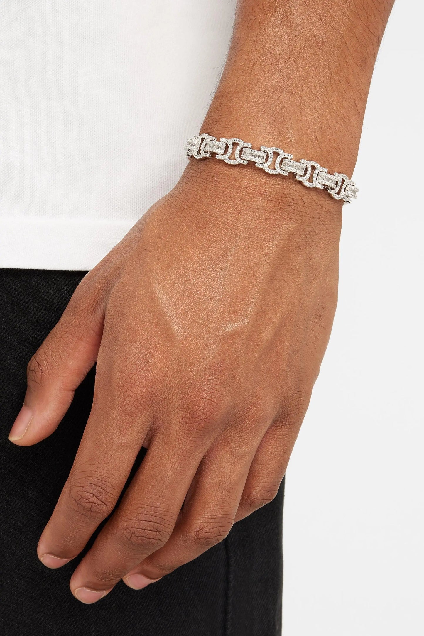 Bracelet Maille Byzantine Glacé Or Blanc