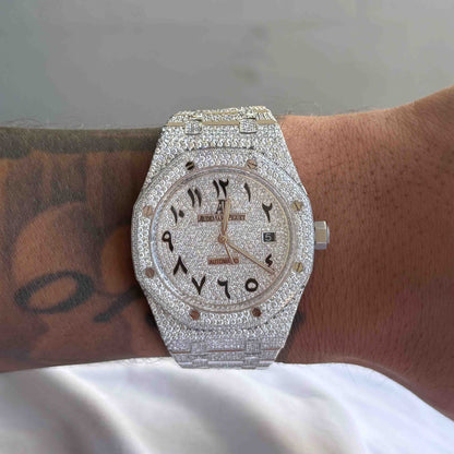 Montre Diamant 41mm - Acier Inoxydable - Cadran Arabe - Réf. 10