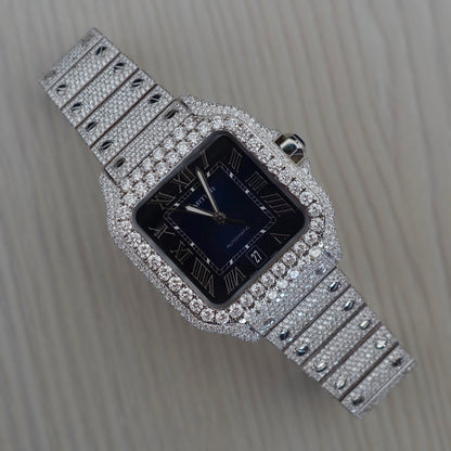 Montre Diamant 40mm - Acier Inoxydable - Cadran Bleu