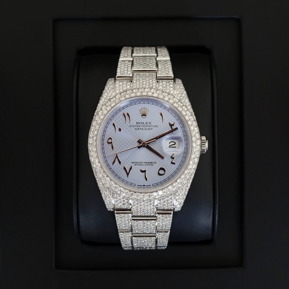 Montre Diamant 41mm - Acier Inoxydable - Cadran Arabe Personnalisé