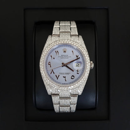 Montre Diamant 41mm - Acier Inoxydable - Cadran Arabe Personnalisé