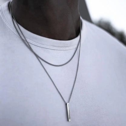Ensemble Collier Barre - Or Blanc