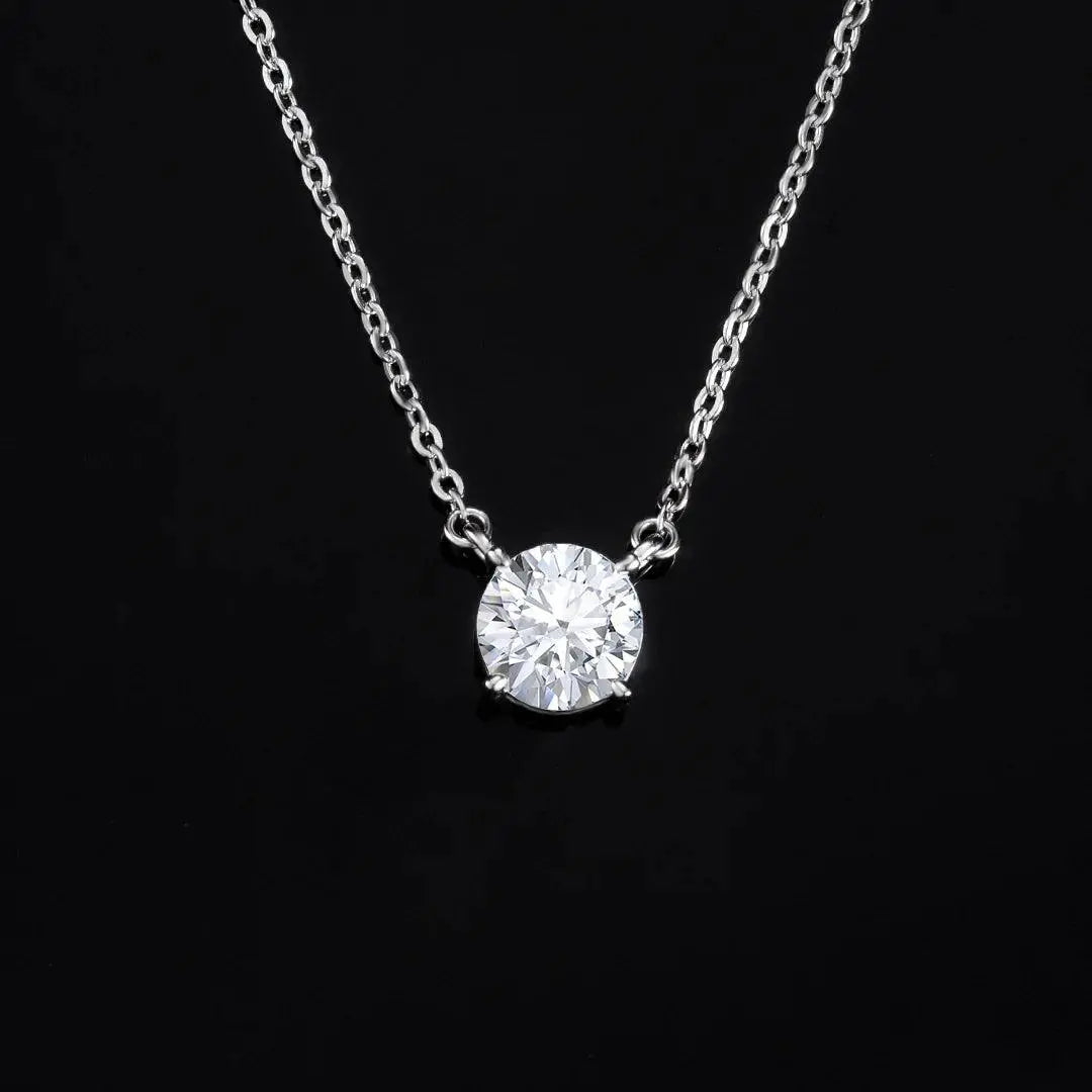 Collier Solitaire Moissanite 2ct Réglable - Vermeil Blanc