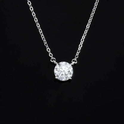 Collier Solitaire Moissanite 2ct Réglable - Vermeil Blanc