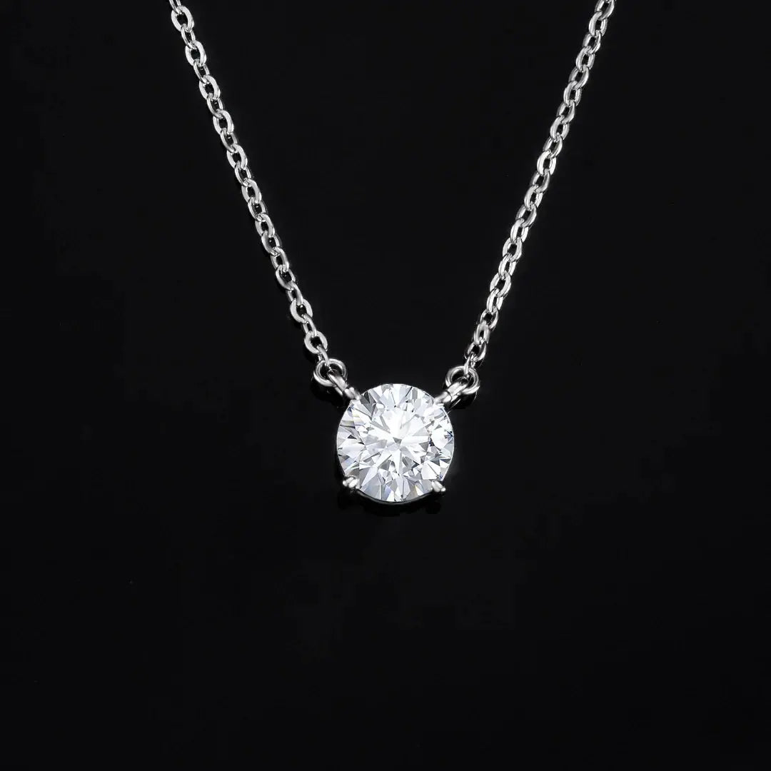 Collier Solitaire Moissanite 2ct Réglable - Vermeil Blanc