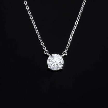Collier Solitaire Moissanite 2ct Réglable - Vermeil Blanc
