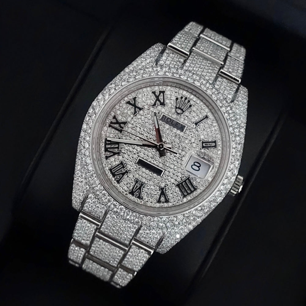 Montre Diamant 41mm - Acier Inoxydable - Cadran Romain - Réf. 07