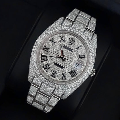 Montre Diamant 41mm - Acier Inoxydable - Cadran Romain - Réf. 07