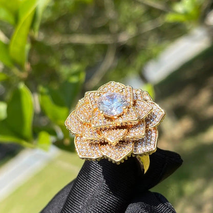 Bague Fleur Rose Glacée