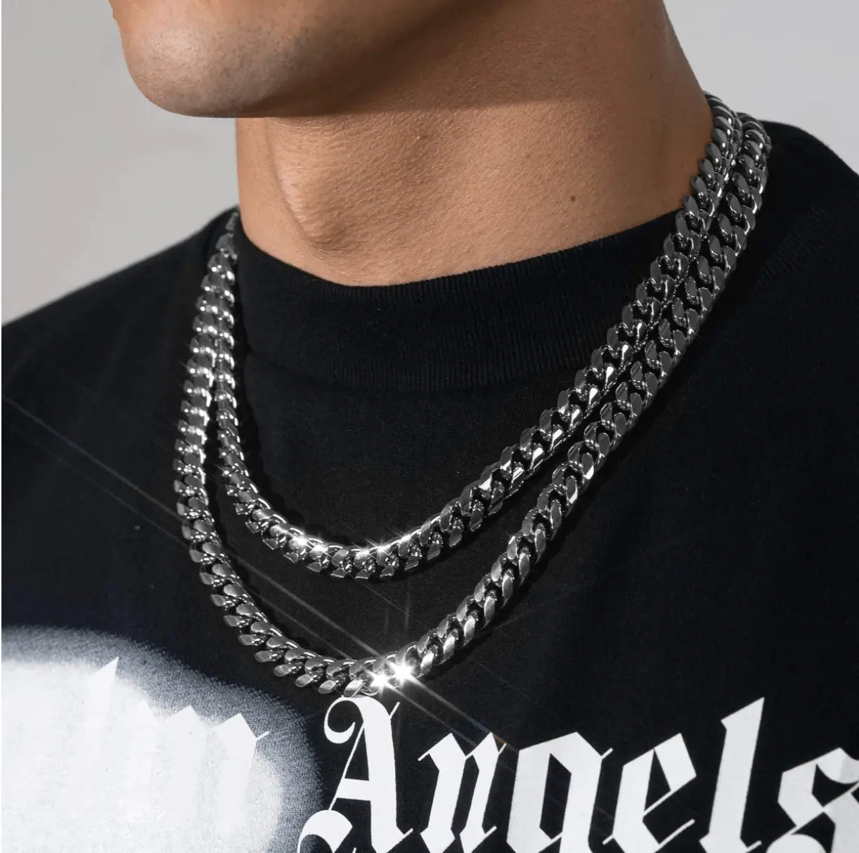 Chaîne Maille Cubaine 10MM Or Blanc