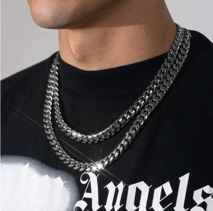 Chaîne Maille Cubaine 10MM Or Blanc